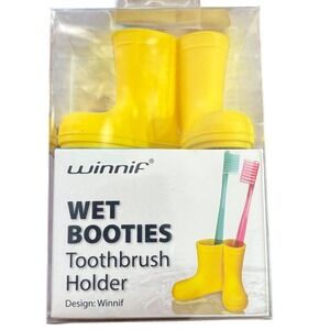 Winnif Wet Booties Yellow Toothbrush Holder New in Box Bathroom Decor Kids Child